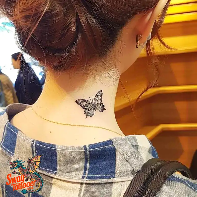 120 Small Butterfly Neck Tattoo Design Ideas: Delicate Art 67 small butterfly tattoo on neck