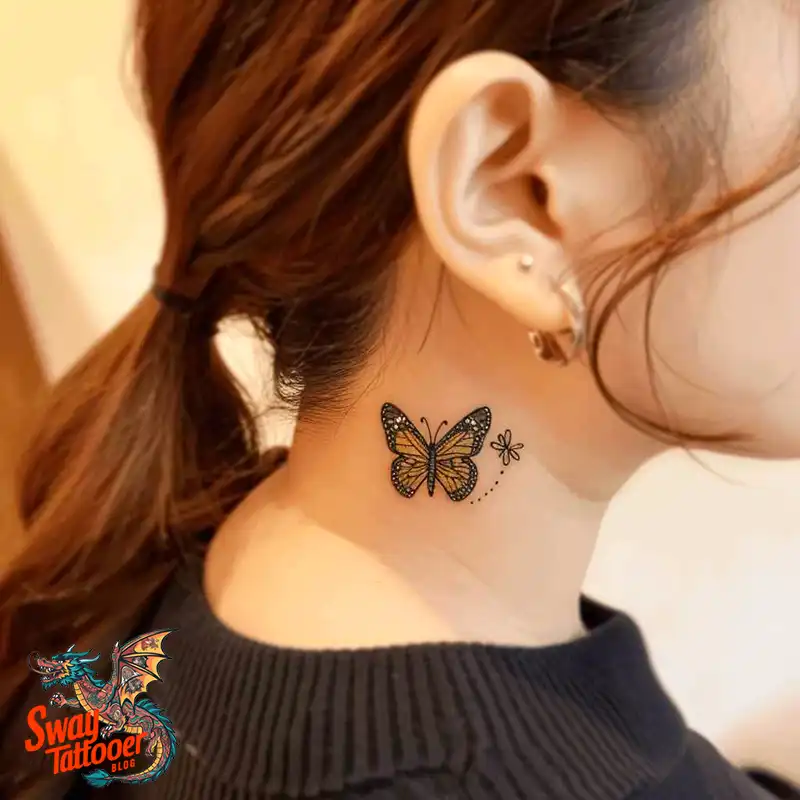 120 Small Butterfly Neck Tattoo Design Ideas: Delicate Art 66 small butterfly neck tattoo