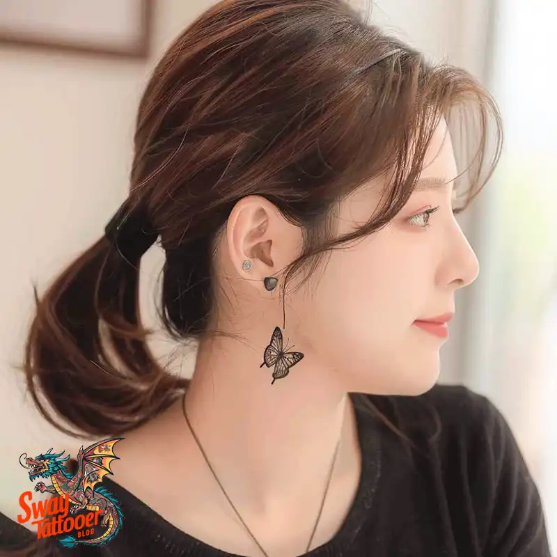 120 Small Butterfly Neck Tattoo Design Ideas: Delicate Art 65 small butterfly neck tattoo