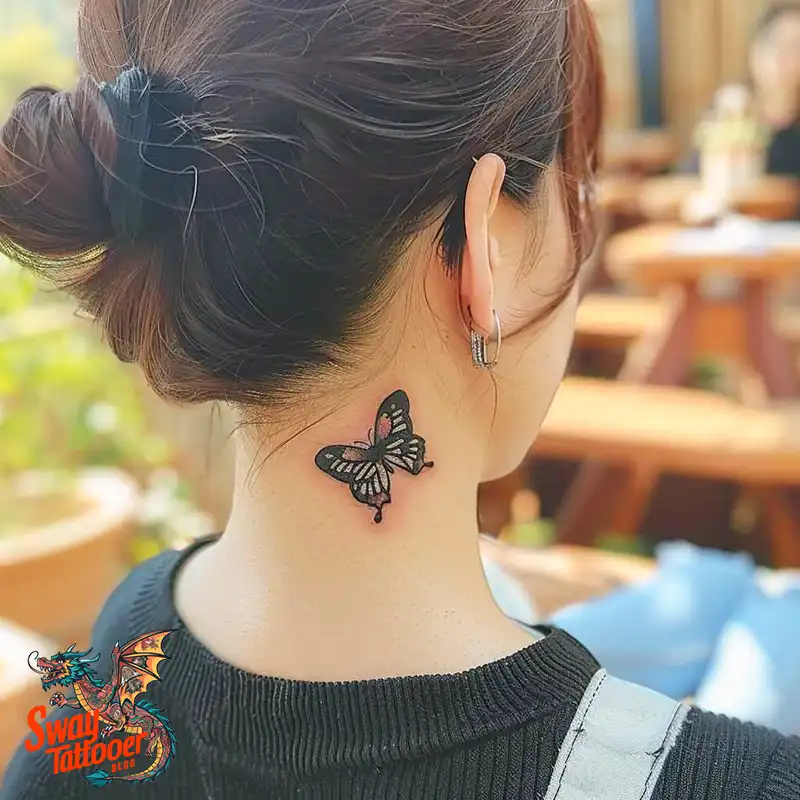120 Small Butterfly Neck Tattoo Design Ideas: Delicate Art 64 small butterfly neck tattoo