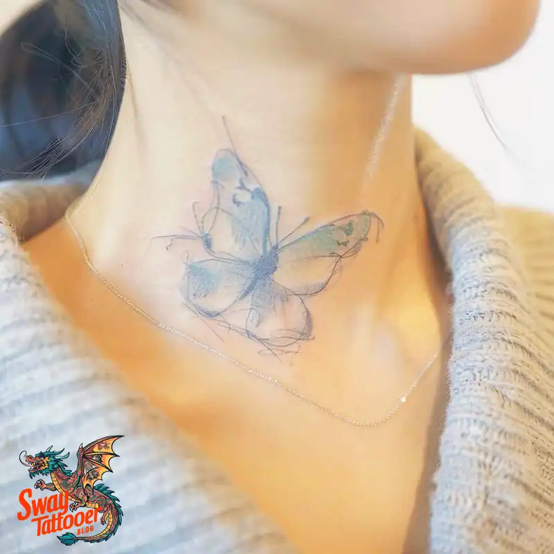 120 Small Butterfly Neck Tattoo Design Ideas: Delicate Art 63 small butterfly neck tattoo