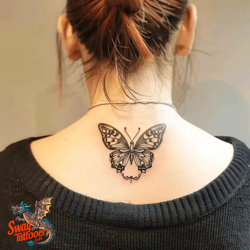 120 Small Butterfly Neck Tattoo Design Ideas: Delicate Art 59 small butterfly neck tattoo