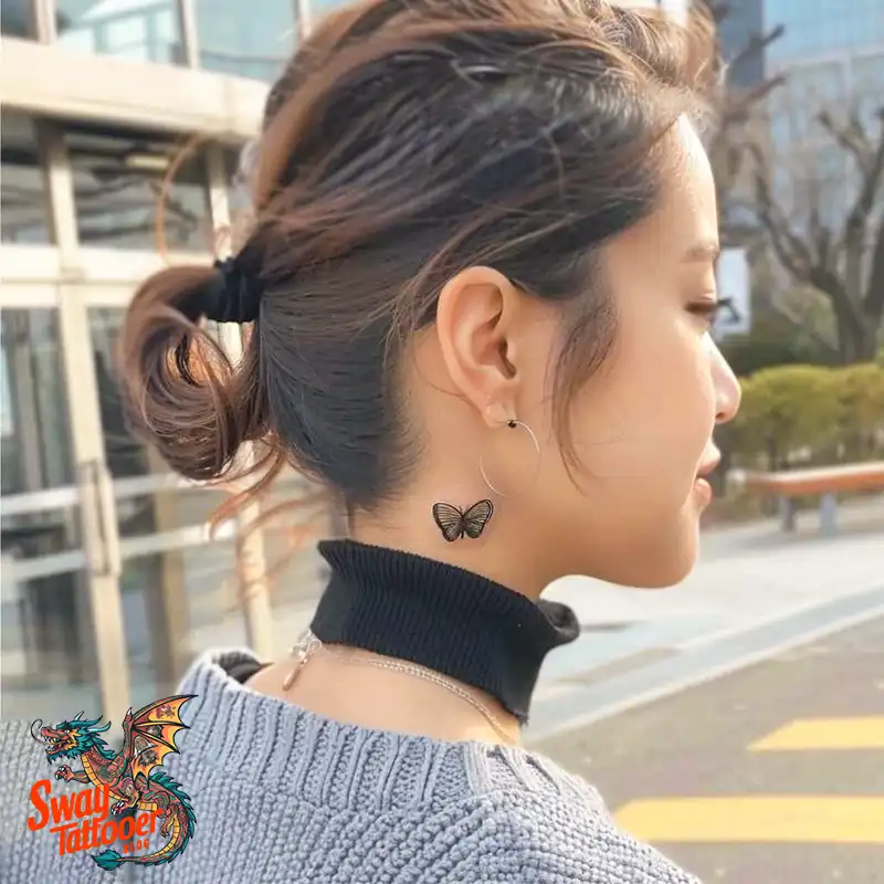 120 Small Butterfly Neck Tattoo Design Ideas: Delicate Art 56 small butterfly neck tattoo