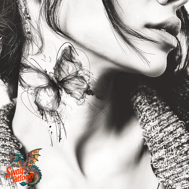120 Small Butterfly Neck Tattoo Design Ideas: Delicate Art 55 small butterfly neck tattoo