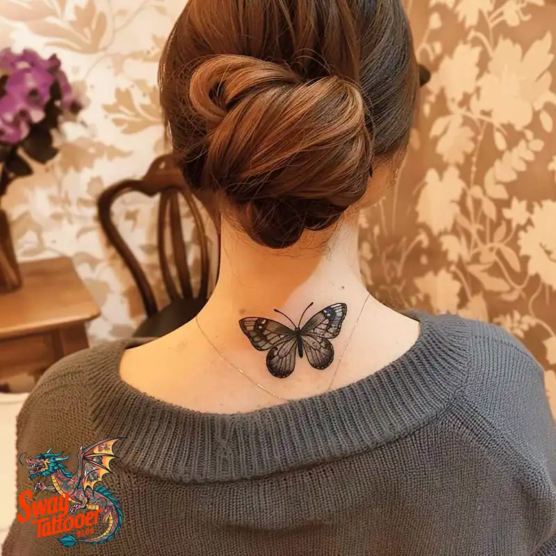 120 Small Butterfly Neck Tattoo Design Ideas: Delicate Art 49 small butterfly neck tattoo