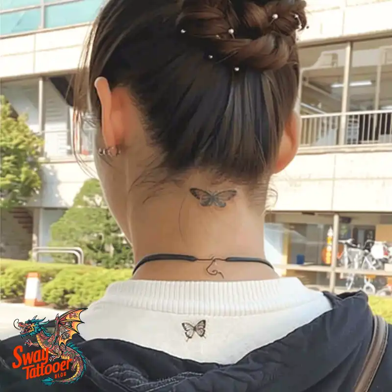 120 Small Butterfly Neck Tattoo Design Ideas: Delicate Art 54 small butterfly neck tattoo