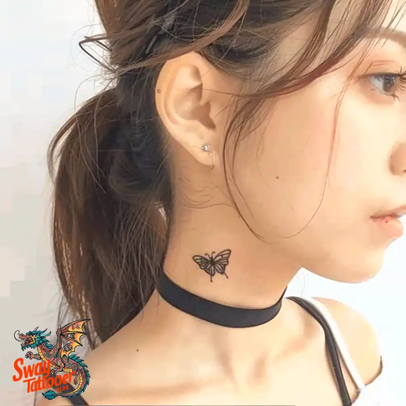 120 Small Butterfly Neck Tattoo Design Ideas: Delicate Art 53 small butterfly neck tattoo