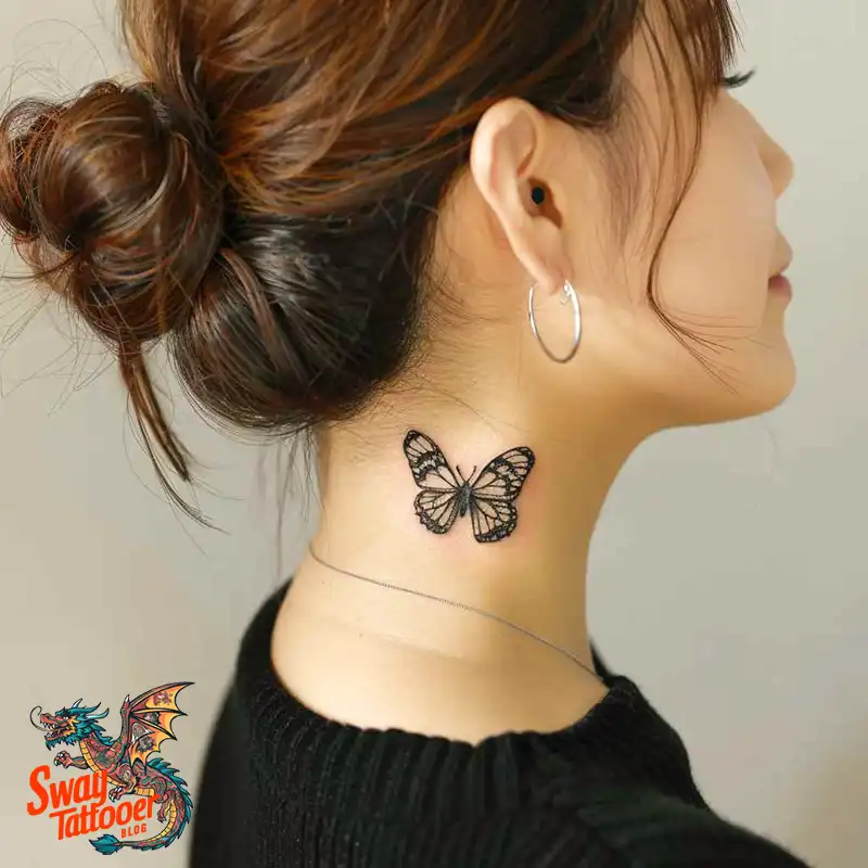 120 Small Butterfly Neck Tattoo Design Ideas: Delicate Art 51 small butterfly neck tattoo