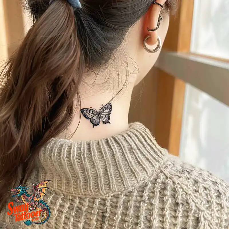 120 Small Butterfly Neck Tattoo Design Ideas: Delicate Art 52 small butterfly neck tattoo
