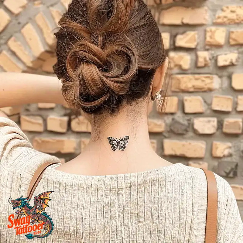 120 Small Butterfly Neck Tattoo Design Ideas: Delicate Art 48 small butterfly neck tattoo