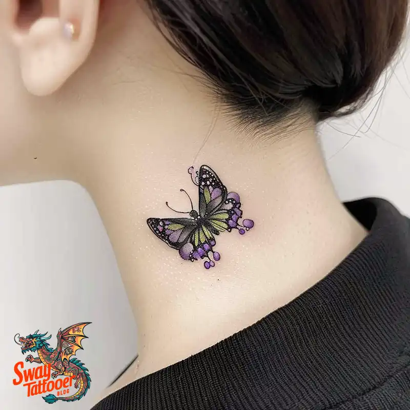 120 Small Butterfly Neck Tattoo Design Ideas: Delicate Art 44 small butterfly neck tattoo