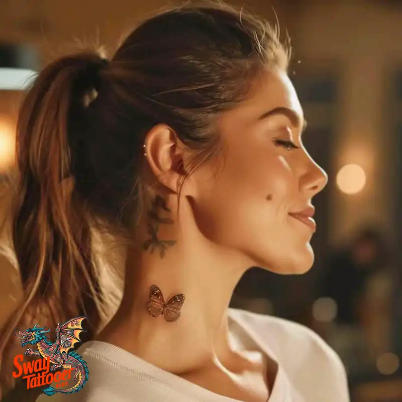 120 Small Butterfly Neck Tattoo Design Ideas: Delicate Art 43 small butterfly neck tattoo