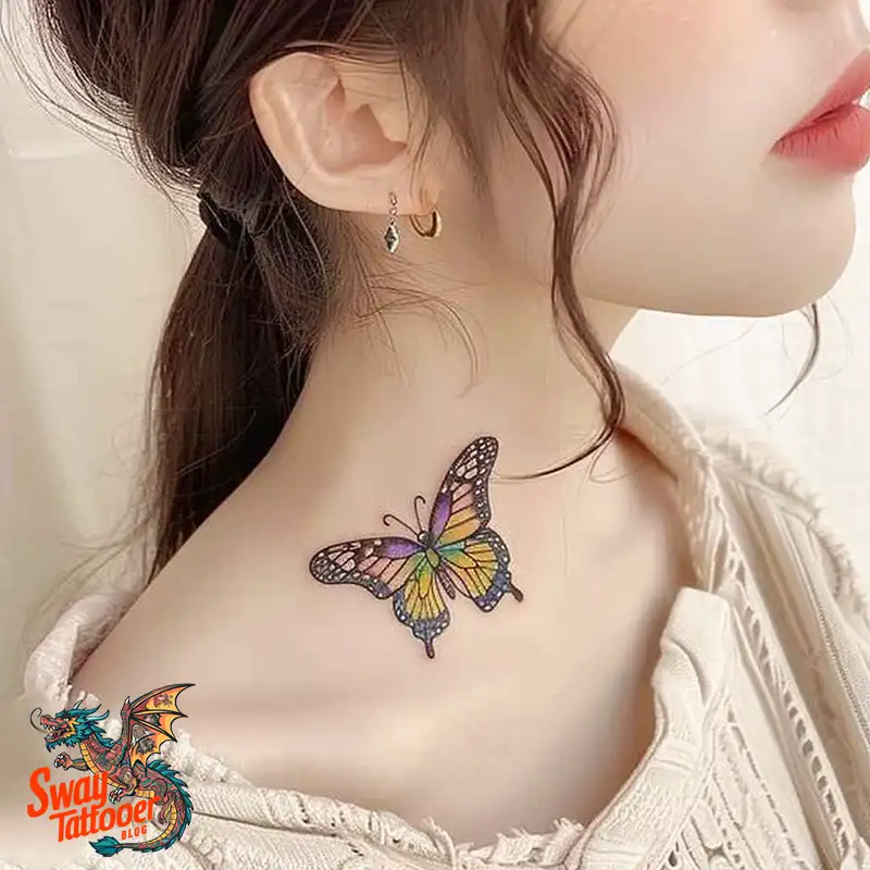120 Small Butterfly Neck Tattoo Design Ideas: Delicate Art 42 small butterfly neck tattoo