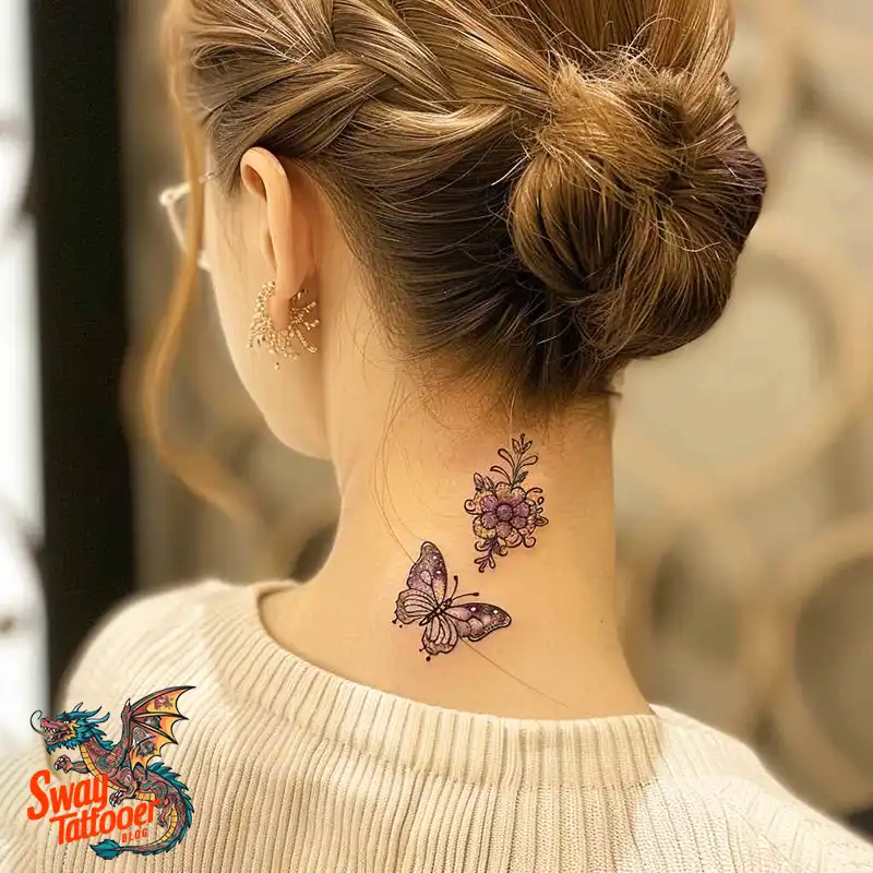 120 Small Butterfly Neck Tattoo Design Ideas: Delicate Art 41 small butterfly neck tattoo