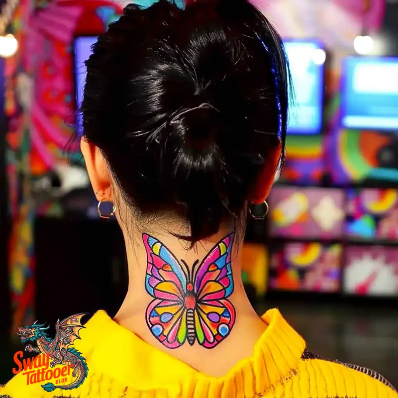 120 Small Butterfly Neck Tattoo Design Ideas: Delicate Art 38 small butterfly neck tattoo