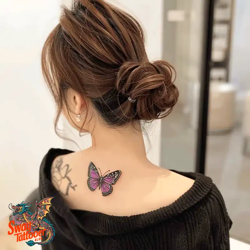 120 Small Butterfly Neck Tattoo Design Ideas: Delicate Art 37 small butterfly neck tattoo