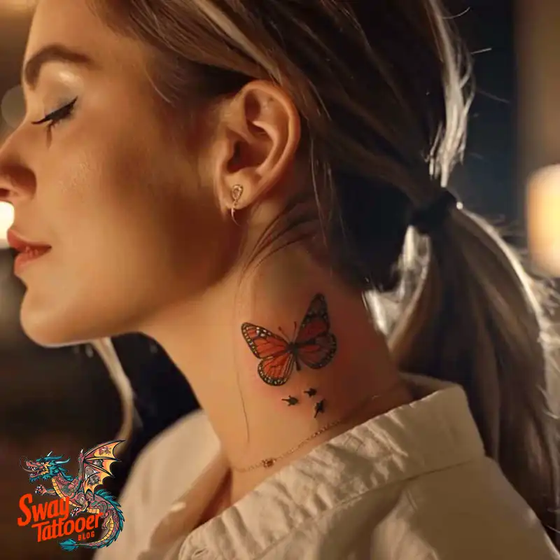 120 Small Butterfly Neck Tattoo Design Ideas: Delicate Art 36 small butterfly neck tattoo