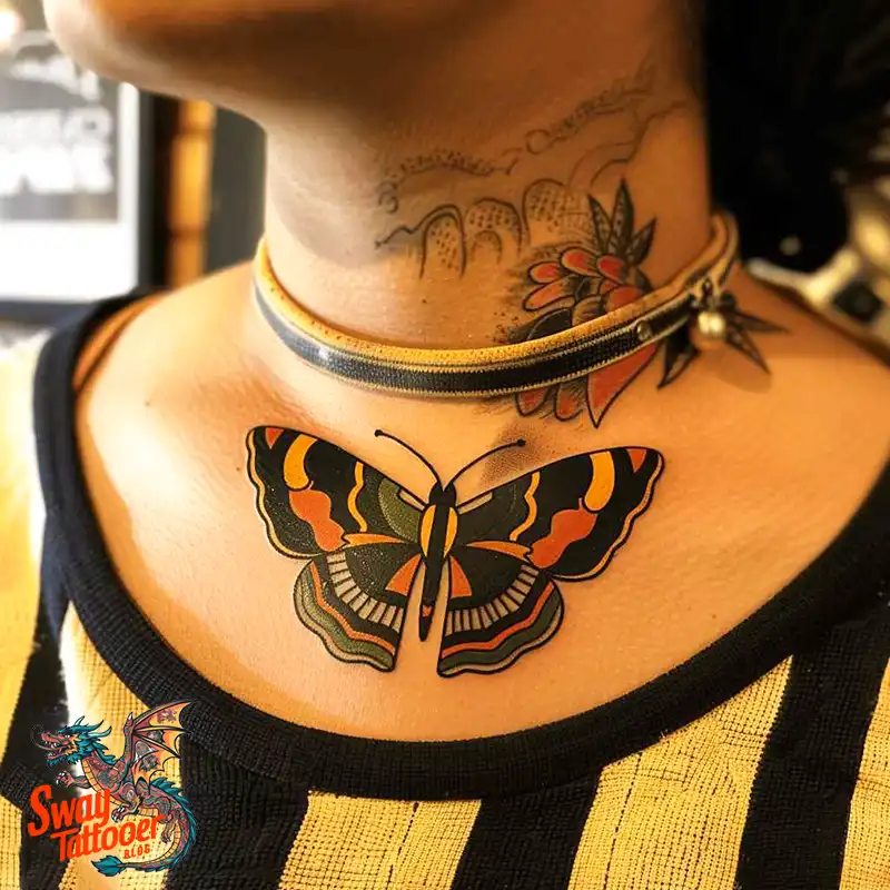 120 Small Butterfly Neck Tattoo Design Ideas: Delicate Art 33 small butterfly neck tattoo