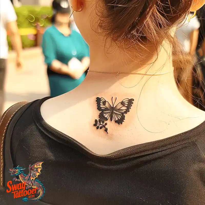 120 Small Butterfly Neck Tattoo Design Ideas: Delicate Art 31 small butterfly neck tattoo