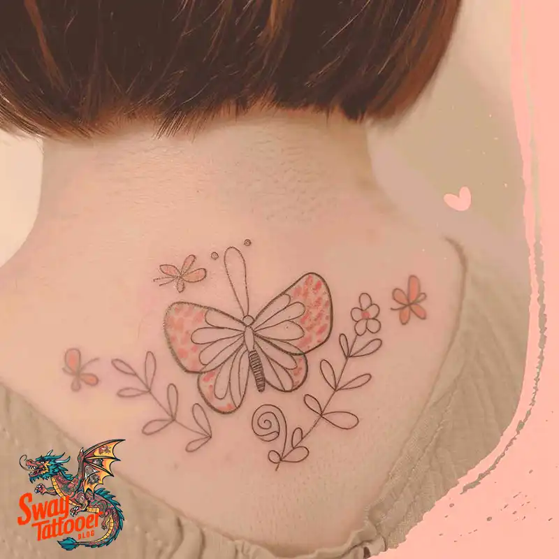 120 Small Butterfly Neck Tattoo Design Ideas: Delicate Art 26 small butterfly neck tattoo