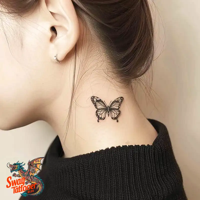 120 Small Butterfly Neck Tattoo Design Ideas: Delicate Art 28 small butterfly neck tattoo
