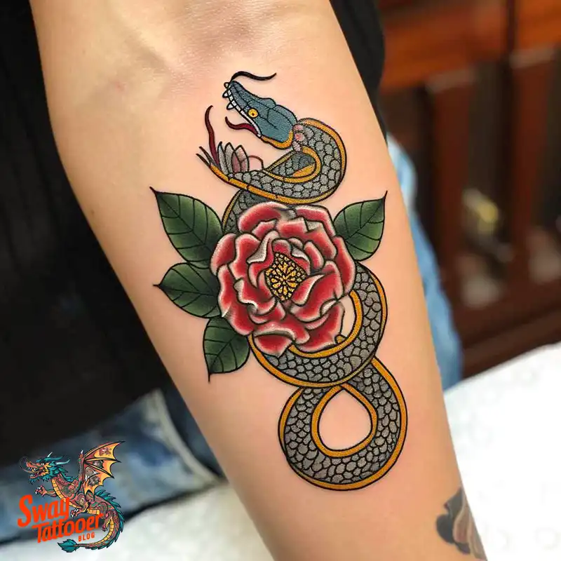 80 Snake and Rose Tattoo Designs: Beauty and Symbolism 62 snake and rose tattoo