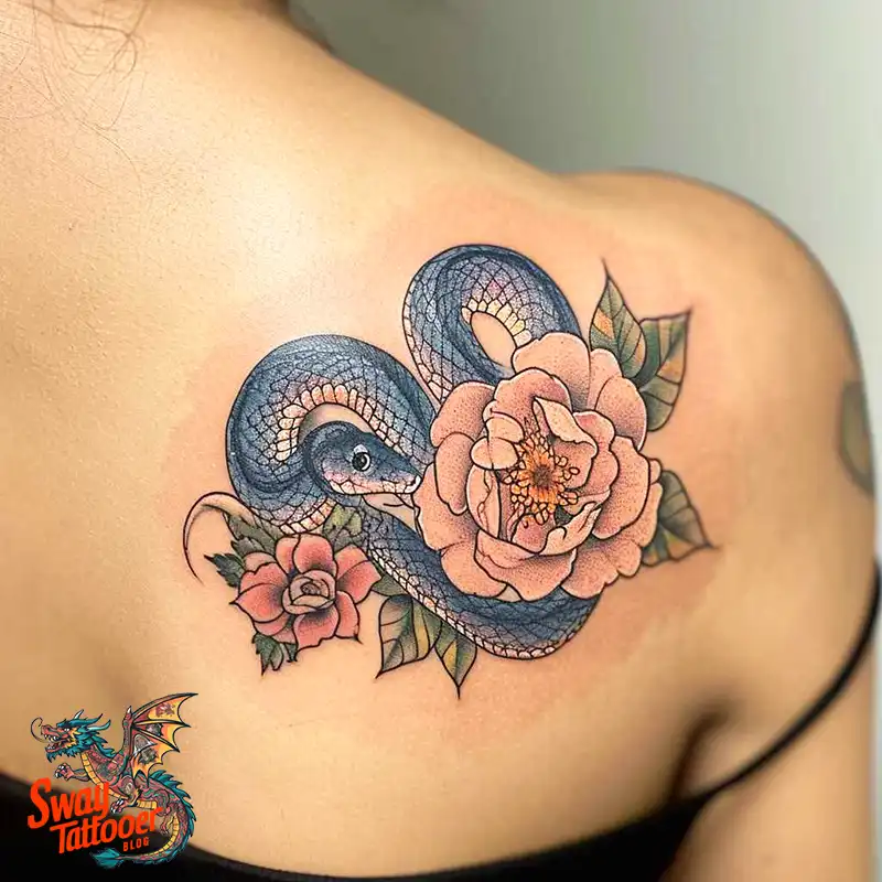 80 Snake and Rose Tattoo Designs: Beauty and Symbolism 71 snake and rose tattoo