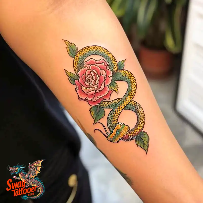 80 Snake and Rose Tattoo Designs: Beauty and Symbolism 72 snake and rose tattoo