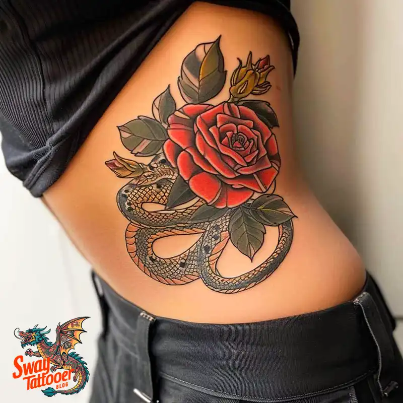 80 Snake and Rose Tattoo Designs: Beauty and Symbolism 76 snake and rose tattoo