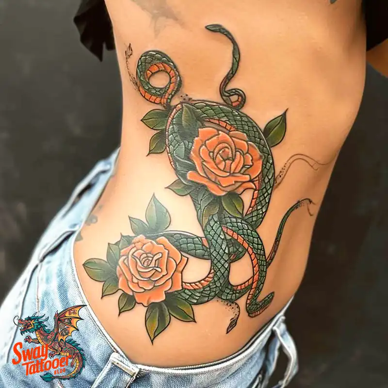 80 Snake and Rose Tattoo Designs: Beauty and Symbolism 75 snake and rose tattoo