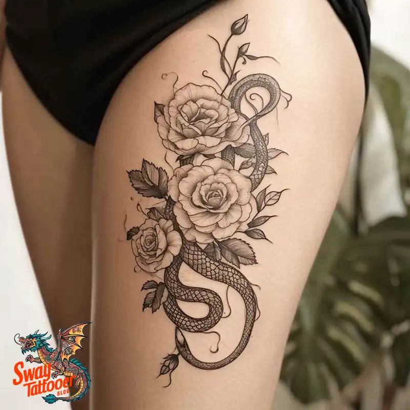 80 Snake and Rose Tattoo Designs: Beauty and Symbolism 60 snake and rose tattoo