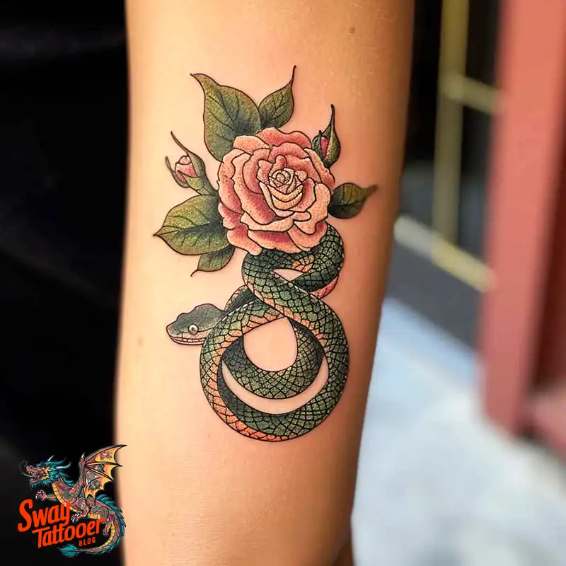 80 Snake and Rose Tattoo Designs: Beauty and Symbolism 59 snake and rose tattoo