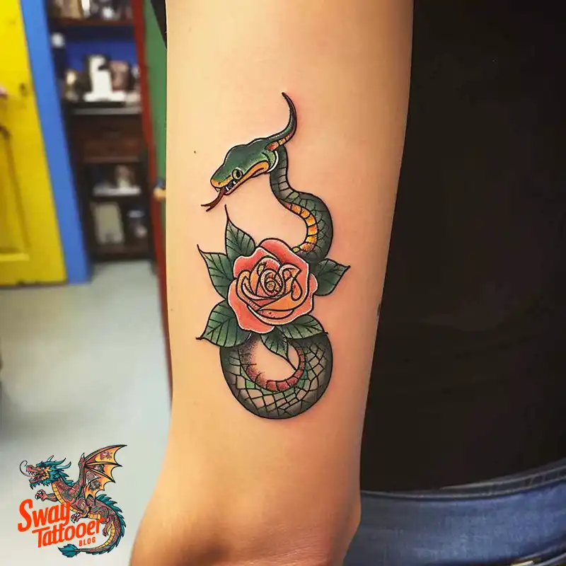 80 Snake and Rose Tattoo Designs: Beauty and Symbolism 63 snake and rose tattoo