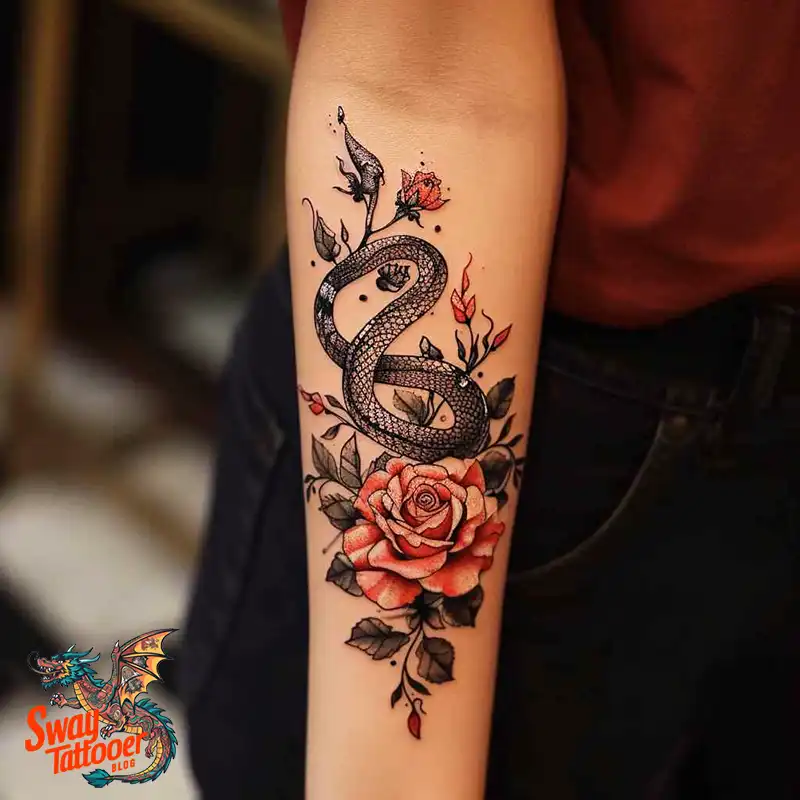 80 Snake and Rose Tattoo Designs: Beauty and Symbolism 58 snake and rose tattoo