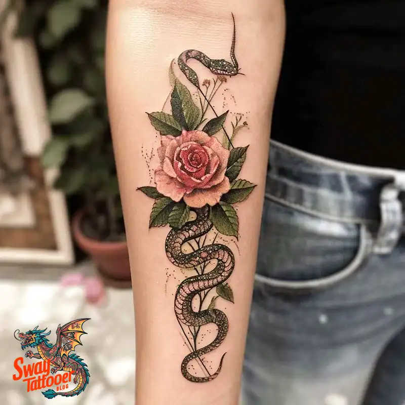 80 Snake and Rose Tattoo Designs: Beauty and Symbolism 57 snake and rose tattoo