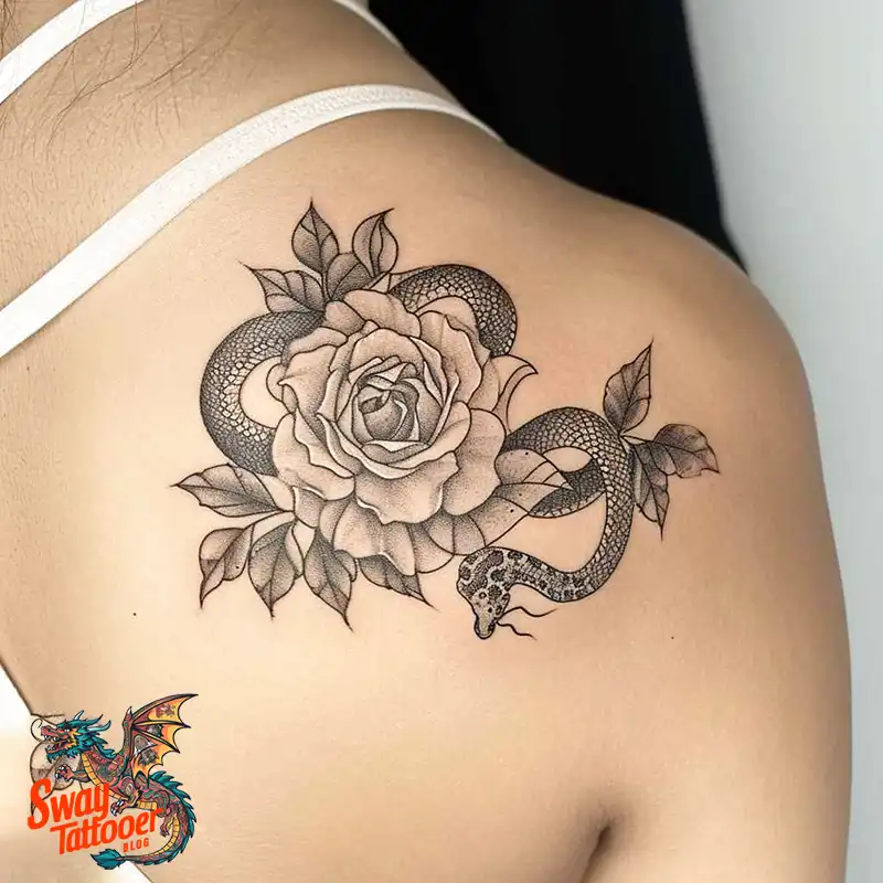 80 Snake and Rose Tattoo Designs: Beauty and Symbolism 54 snake and rose tattoo