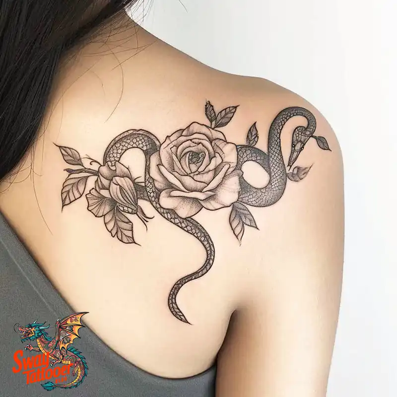 80 Snake and Rose Tattoo Designs: Beauty and Symbolism 52 snake and rose tattoo