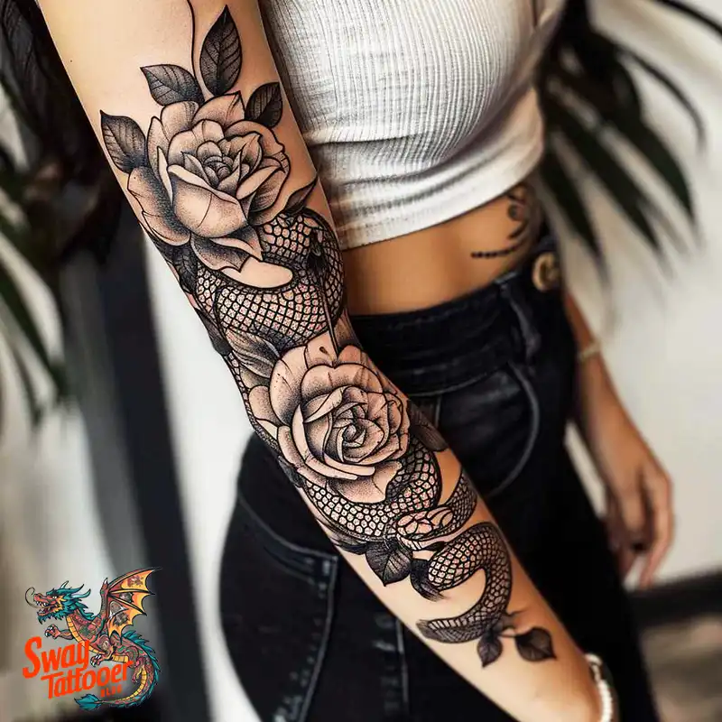 80 Snake and Rose Tattoo Designs: Beauty and Symbolism 50 snake and rose tattoo