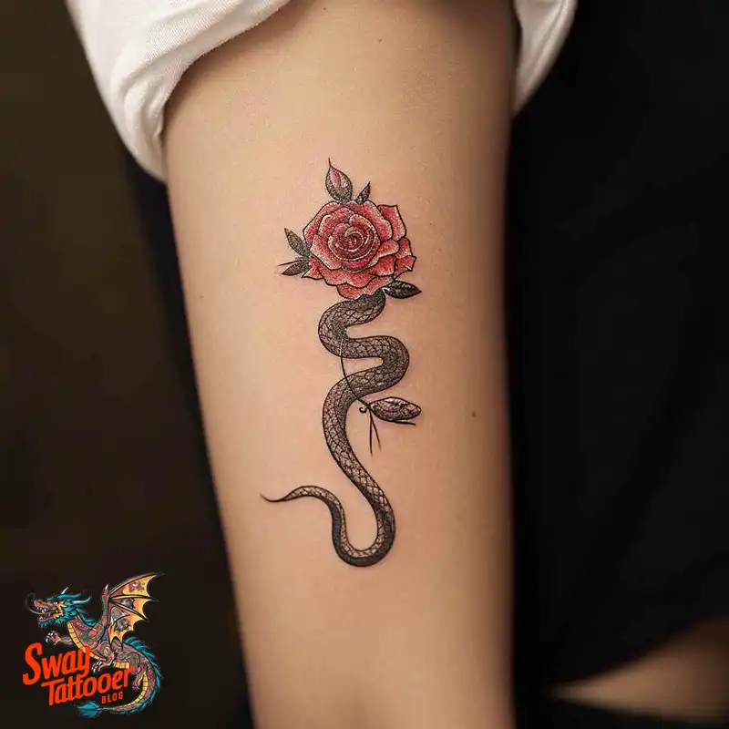 80 Snake and Rose Tattoo Designs: Beauty and Symbolism 42 snake and rose tattoo