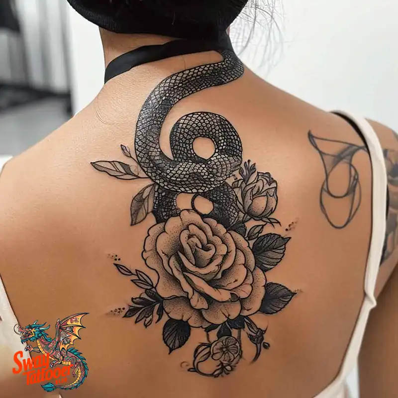 80 Snake and Rose Tattoo Designs: Beauty and Symbolism 34 snake and rose tattoo
