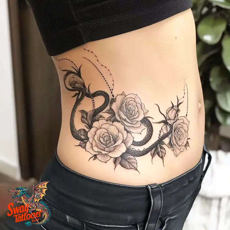 80 Snake and Rose Tattoo Designs: Beauty and Symbolism 31 snake and rose tattoo