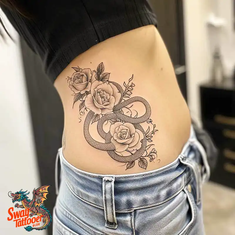 80 Snake and Rose Tattoo Designs: Beauty and Symbolism 22 snake and rose tattoo