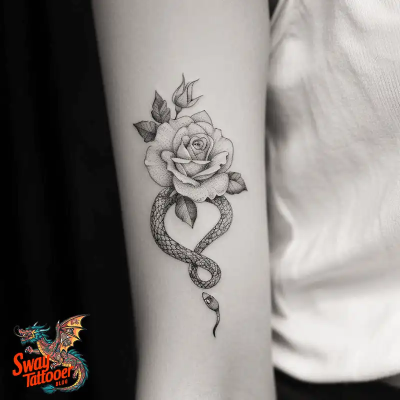 80 Snake and Rose Tattoo Designs: Beauty and Symbolism 29 snake and rose tattoo