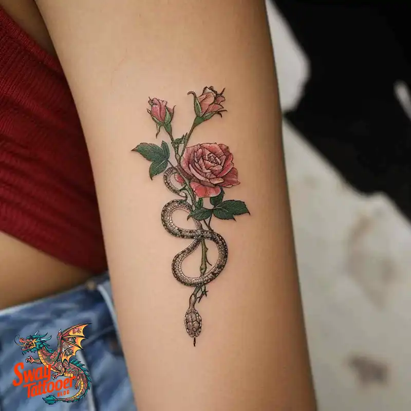 80 Snake and Rose Tattoo Designs: Beauty and Symbolism 30 snake and rose tattoo