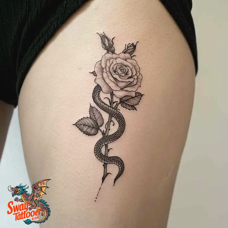 80 Snake and Rose Tattoo Designs: Beauty and Symbolism 21 snake and rose tattoo