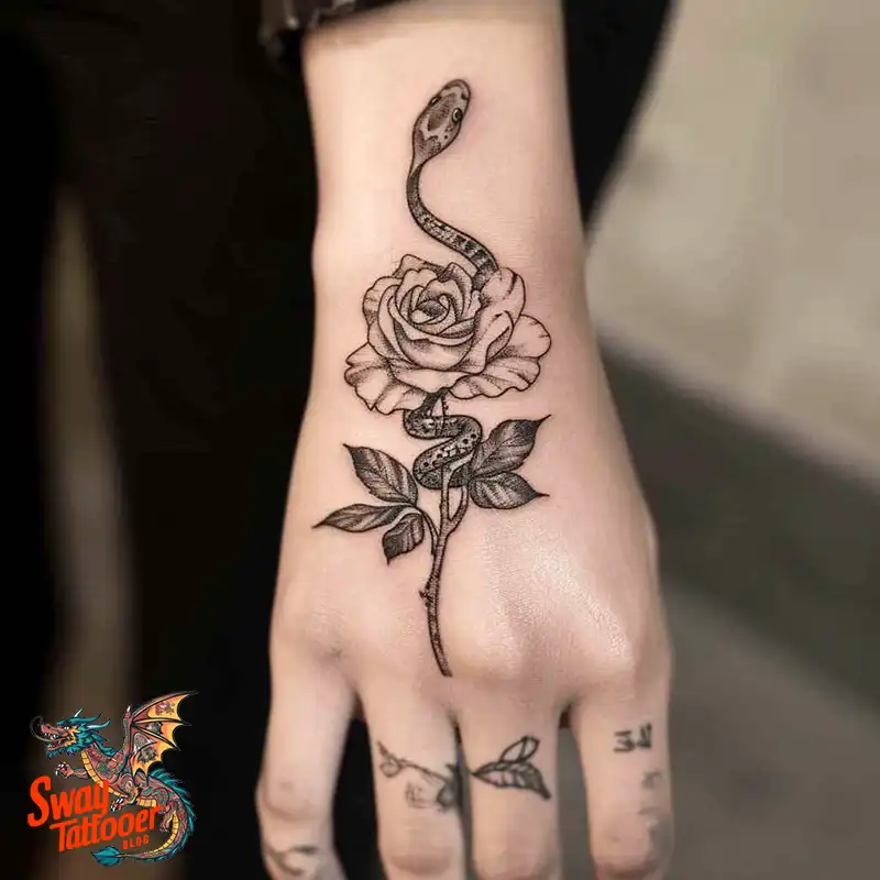 80 Snake and Rose Tattoo Designs: Beauty and Symbolism 20 snake and rose tattoo