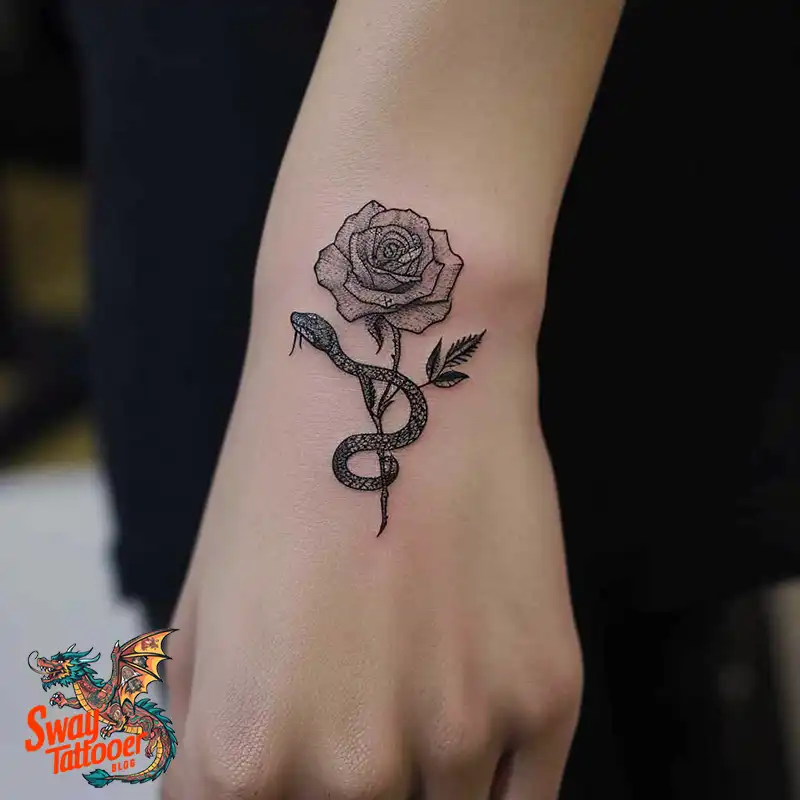80 Snake and Rose Tattoo Designs: Beauty and Symbolism 18 snake and rose tattoo