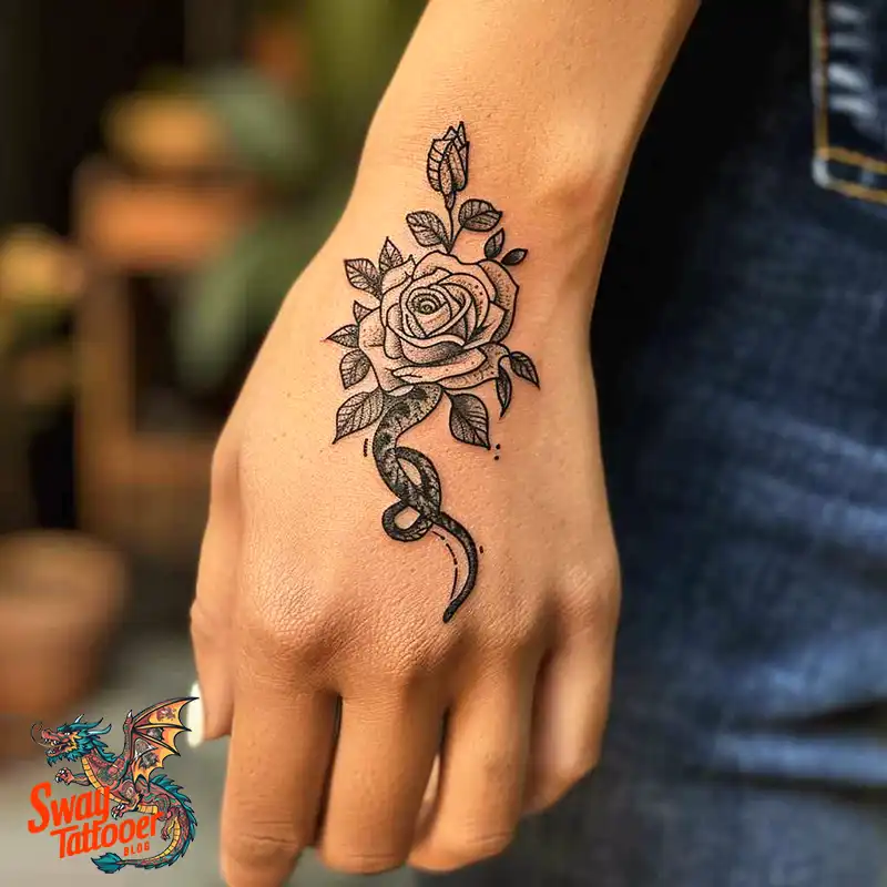 80 Snake and Rose Tattoo Designs: Beauty and Symbolism 16 snake and rose tattoo