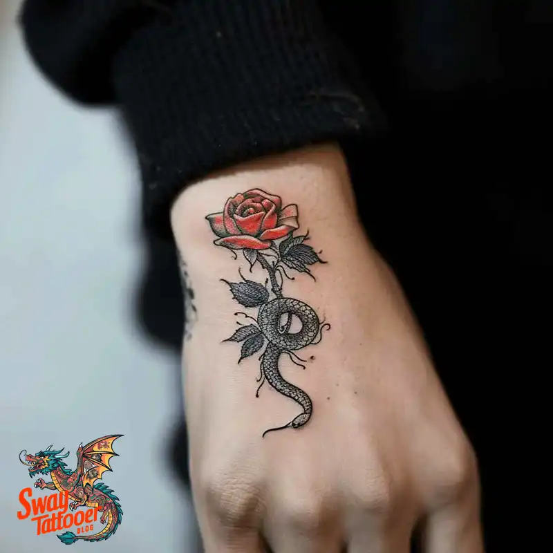 80 Snake and Rose Tattoo Designs: Beauty and Symbolism 15 snake and rose tattoo