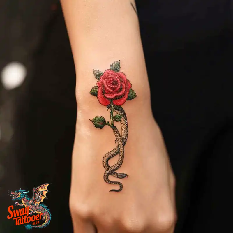 80 Snake and Rose Tattoo Designs: Beauty and Symbolism 13 snake and rose tattoo